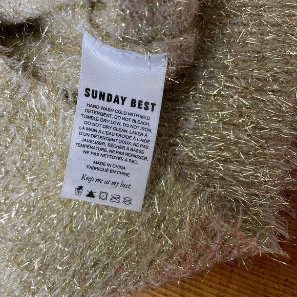 Aritzia Sunday Best Kitten Sweater‎ Gold Metallic Size XXS - Picture 9 of 9